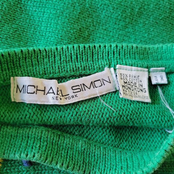 Vintage Green Cropped Embroidered Sweater Dolman Sleeves - Picture 4 of 4
